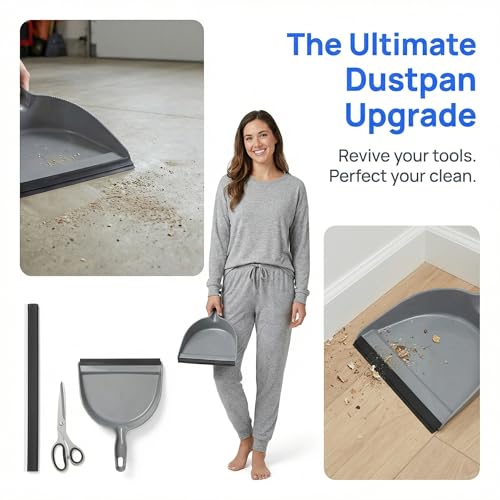 Angoily 4Pcs Dustpan Rubber Strip, 10.23" Dust Pan Lip Replacement, Silicone Edge Protectors, Black Refill Insert for Broom Sweeping Garbage Shovel - size: 26X2.3CM