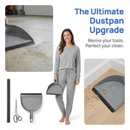 Angoily 4Pcs Dustpan Rubber Strip, 10.23" Dust Pan Lip Replacement, Silicone Edge Protectors, Black Refill Insert for Broom Sweeping Garbage Shovel - size: 26X2.3CM
