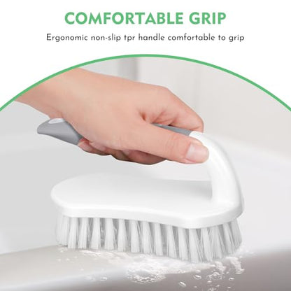 SetSail V-Shaped Grout Brush & Scrub Brush, V-Shaped Floor Scrub Brush Swivel Grout Brush Stiff Bristle Grout Scrubber for Bathroom, Kitchen, Wall, Deck, Garage, 2 Packs