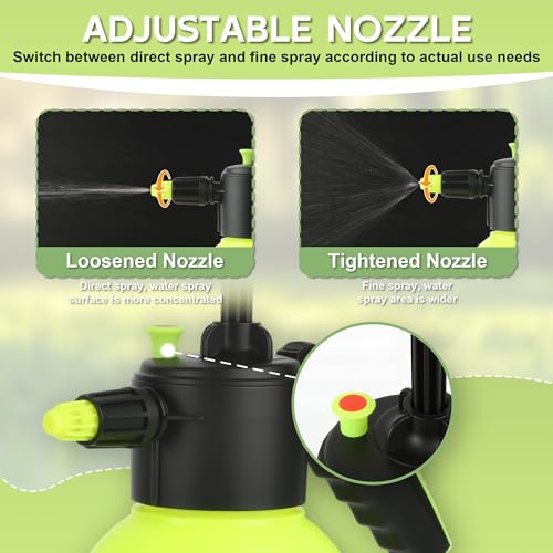 2 Pcs 1/2 Gallon Plastic Handheld Pump Sprayer – Garden Pressure Sprayer Bottle with Adjustable Nozzle for Plants, Cleaning, Household Tasks – Yellow - color: Yellow, size: 1/2 Gallon