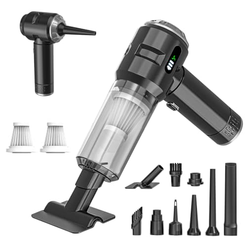 Handheld Vacuum Cleaner Cordless, 23000Pa Powerful Car Mini Vacuum Cleaner, Rechargeable Portable Lightweight dust Catcher for Home Car Carpet Stairs Pet Hair Deep Cleaning（Black-Silvery） - color: Black-silvery