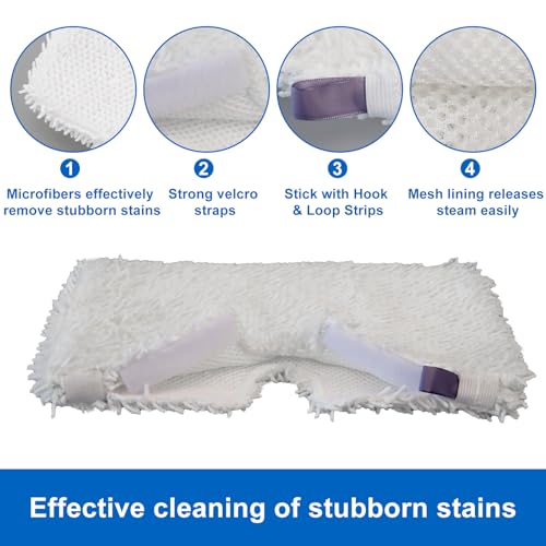 S3601 6 Pack Microfiber Steam Pocket Mop Pads Compatible for Shark Rectangle Mop Head S3500 Series S3501 S3601 S3550 S3901 S3801 SE450 S3801CO S3601D SE450 - color: 6 Pack White
