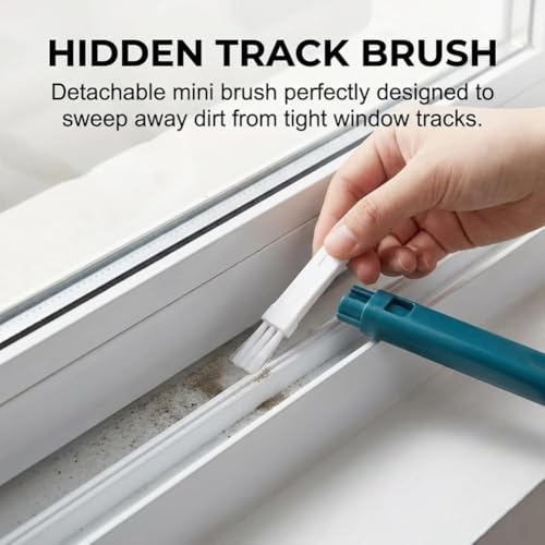 3 in 1 Window Screen Cleaner for Patio and Porch, 64cm Multi Purpose Cleaning Brush with 30 Degree Angled Handle for Home Deep Cleaning (Blue)