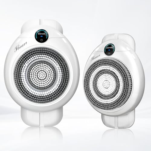 Electric Back Scrubber for Shower - Wall Mounted Exfoliating Brush, Hands-Free Automatic Body Scrubber, IPX7 Waterproof, 3-Speed Adjustment, 3 Replaceable Heads with Dry Brush (White) - color: White