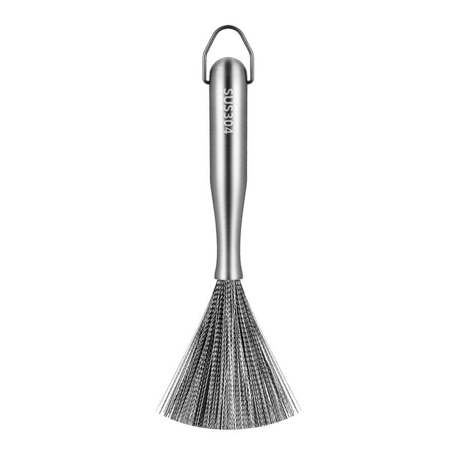 Stainless Steel Dish Brush with Handle, Metal Steel Wool Scrubber for Cast lron, Cookware, Pot, Pan, Grill（1PCS - color: Pcs1