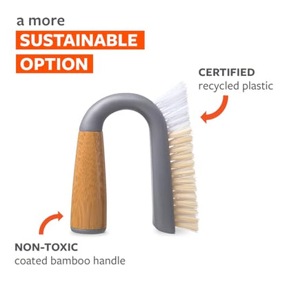 Full Circle Grunge Buster, Grout & Tile Scrub Brush, Recycled Materials, Tough & Durable, Grey - color: Gray, size: Pack of 1, style: Grout & Tile Brush