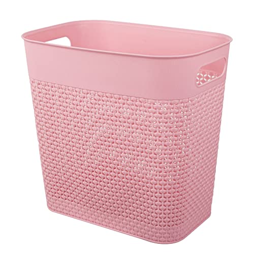 UUJOLY Plastic Trash Can Wastebasket, Garbage Container Basket for Bathrooms, Kitchens, Offices, Kids Rooms (Pink, 3 Gallon), 1 Pack - color: Pink, size: 1 Pack
