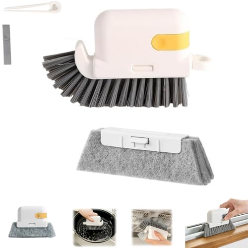 3-in-1 Removable Window Slot Brush,New Window Groove Cleaning Brush, Portable Window Track Cleaner Window Groove Cleaning Brush Tools with Hidden Scraper for Home Window Groove (Yellow-1Set) - color: Yellow-1set