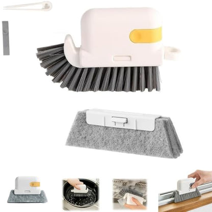 3-in-1 Removable Window Slot Brush,New Window Groove Cleaning Brush, Portable Window Track Cleaner Window Groove Cleaning Brush Tools with Hidden Scraper for Home Window Groove (Yellow-1Set) - color: Yellow-1set