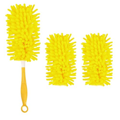 Reusable Duster Pads Compatible with Swiffer Hand Duster, 360 Duster Refill, Heavy Duty Duster Refills, Microfiber Dusters Refills for Swiffer Extended Handle, 2 Pack (Handle is Not Included) - color: 2 Pack (Yellow)