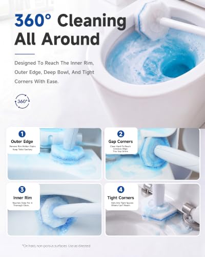 50 Count Toilet Wand Refills for Clorox, 5X Cleaning Power Toilet Bowl Wand Refills & High-Density Disposable Toilet Brush Scrubber - No Falling Apart, Instant Foam for Bathroom Cleaning - size: 1 Count (Pack of 50)