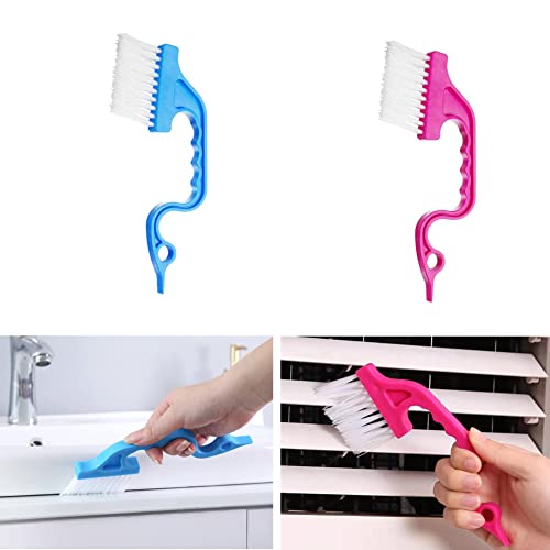 3Pcs Hand-held Groove Gap Cleaning Tools Door Window Track Kitchen Cleaning Brushes, for Window Air Conditioning Kitchen Cleaning （Random Color）