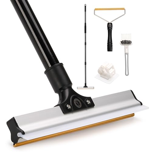62" Carpet Rake for Pet Hair Removal – Adjustable Carpet Broom Bundle with Carpet Scraper & Hair Picker, Pet Hair Removal Tool for Dog & Cat Hair, Rug Rake Carpet Brush for Furniture & Carpets
