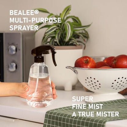 Bealee Spray Bottle 2 Pack, 16oz - Ultra Fine Mist, Plant Mister Hair Misting Empty Spray Bottles Indoor, Leak Proof Water Sprayer for Planting, Hair Care, Essential Oils, Cleaning Solutions (Clear) - color: Clear