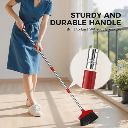 Handy Broom 2Pack, Indoor/Outdoor Brooms, Duty Kitchen Broom, for Home Garage Kitchen Office Courtyard Lobby Patio Lawn Concrete (2, Red) - color: Red