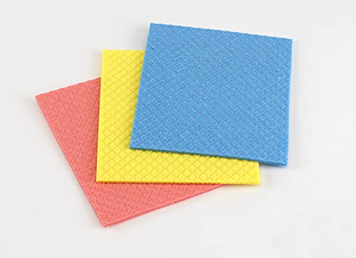 Casabella Cellulose Sponge Cloths Set of 3 All-Purpose Reusable Cleaning Wipes, 8 x 7-Inch, Assorted Colors - size: 3 CT