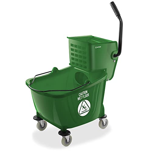 Dryser Commercial Side Press Wringer Combo Mop Bucket, 33 Quart, Green - color: Green