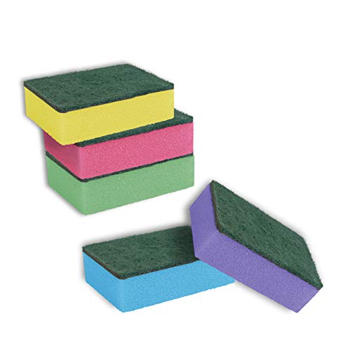 York Scouring Sponge Non-Abrasive Cleaning Scouring Heavy-Duty Scrub Sponge for Kitchen Scratch Proof Utensil Scrubber Pads for Pots, Pans, Non-Stick Cookware Sponge for Kitchen-5 Piece Multicolour