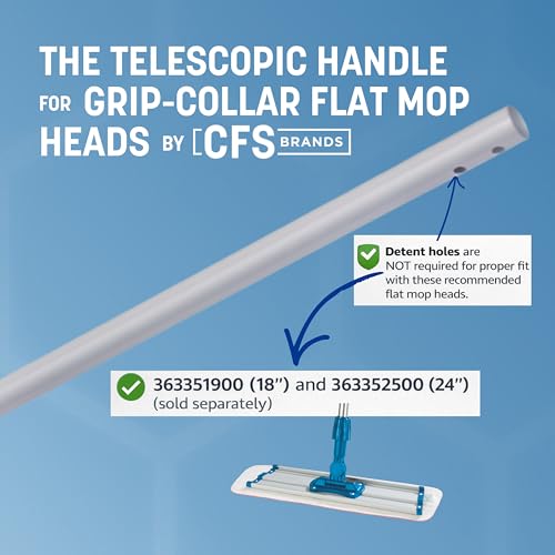 Carlisle FoodService Products Telescopic Mop Handle for Flat Head Mops for Floor Cleaning, Home, Kitchen, Restaurants, Office, And Janitorial Use, Aluminum, 43 - 70 Inches, Silver - size: 1