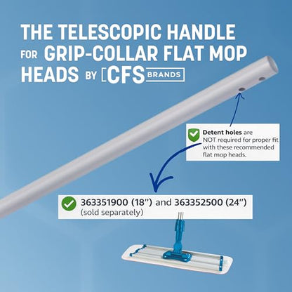 Carlisle FoodService Products Telescopic Mop Handle for Flat Head Mops for Floor Cleaning, Home, Kitchen, Restaurants, Office, And Janitorial Use, Aluminum, 43 - 70 Inches, Silver - size: 1