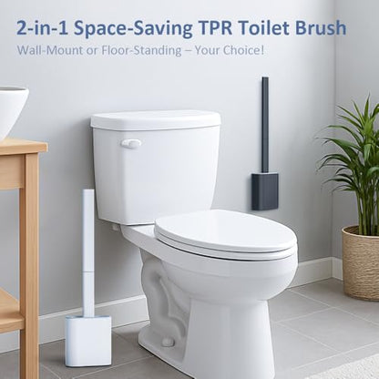 RV Silicone Toilet Brush with TPR Bristles & Detachable ABS Handle Set, Landing & Wall Mountable Toilet Bowl Brush for Space-Saving RV Bathrooms Flexible 360°Deep Cleaners Brushes (Black) - color: Black