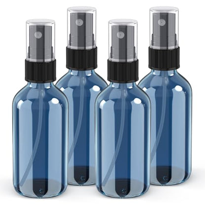 Wedama 4 oz Mini Glass Spray Bottles, Empty Small Spray Bottles with Funnel Dropper, Fine Mist for Hair, Travel, Plants, Cleaning Solutions and Skin Care (4 Pack Indigo Blue) - color: Indigo Blue, size: 4 Ounce (Pack of 4)