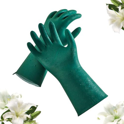 Vgo... Household Cleaning Gloves,Double-layer,Lined Dishwashing Gloves,Long Sleeves for Kitchen,Bathroom Cleaning(TP1117) - color: Dark Green, size: X-Large(Pack of 1)