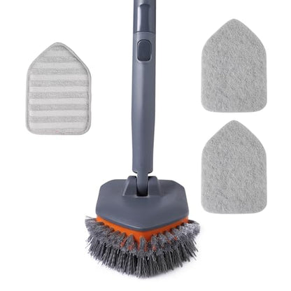 CLEANHOME Tub Tile Scrubber Brush with 3 Different Function Cleaning Pads and 56" Extendable Long Handle-No Scratch for Cleaning Bathroom Kitchen Toilet Wall Sink,Orange - color: Orange