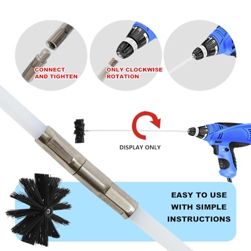 Particle Furnace Cleaning Brush, 4"/6" Brush,Chimney Brush,Dryer Vent Cleaner Kit,Flexible Rods (15PcsRods+1Pcs 4"+1Pcs 6" Brush) - color: 15pcs 16.1" Rods+1pcs 4"+1pcs 6" Brush