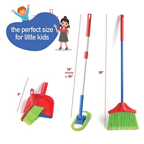 Play22 Kids Cleaning Set 4 Piece - Toy Cleaning Set Includes Broom, Mop, Brush, Dust Pan - Toy Kitchen Toddler Set is A Great Toy Gift for Boys & Girls (Pack of 2) - size: child-size (Pack of 2)