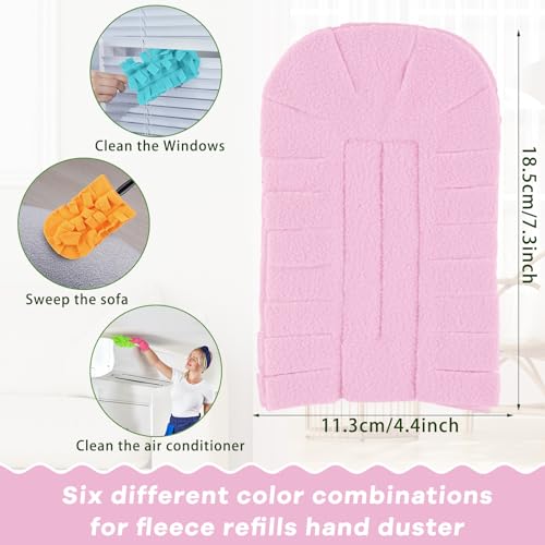 Zubebe 12 Pcs Duster Refill Reusable Fleece Duster Refills Feather Flat Dusters Multi Surface Washable Cleaning Pads Tools for Home, Blinds, Car, Pet, Furniture, Fans (Candy Color) - color: Candy Color