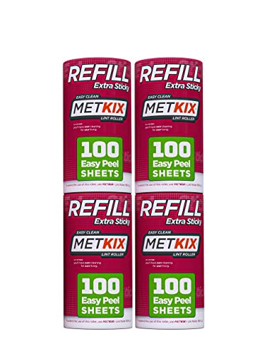 Refill for Metkix Lint Rollers 4 Pack (Total 400 Sheets) - size: 4 Refills (Total 400 Sheets)