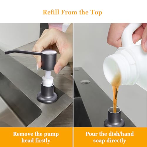 Soap Dispenser for Kitchen Sink, Built in Sink Soap Dispenser Lotion Dispenser with 17 OZ Bottle, Refill from The Top Bar Sink Soap Dispenser, Gray - color: Gray 01, size: Comes with 17 OZ Bottle