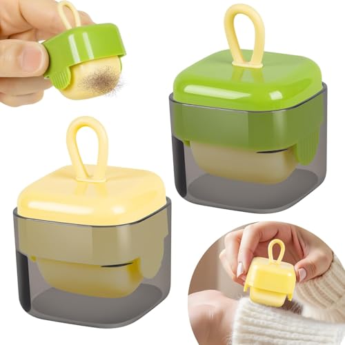 Mini Portable Lint Roller Set, 2 Pack, Reusable Washable Sticky Rollers for Pet Hair, Purse and Home, Beige and Green
