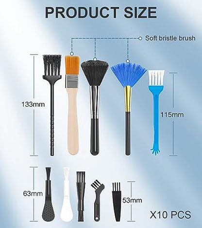 Keyboard Cleaner kit, Small Nylon Anti Static Cleaning Tool Computer Keyboard Laptop Cleaning Kit for Electronic Devices Such As Computer Motherboard Fans Dust Removal Tool (10 Pcs)