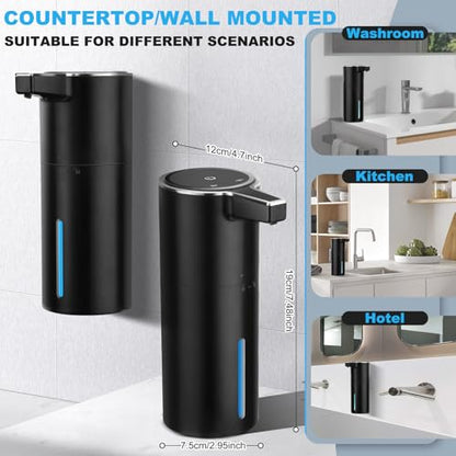 2 Pack Automatic Soap Dispenser: 13.52oz/400ml Wall Touchless Liquid - 4-Level Adjustable Modern Electric Hand Soap Dispenser - Kitchen Bathroom Kids Family Black - color: 2 Pack Black Liquid