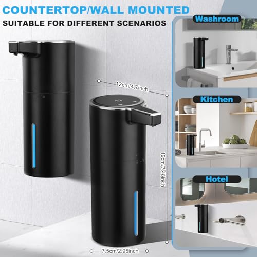 Automatic Soap Dispenser Liquid Touchless: 13.52oz/400ml Wall USB Rechargeable - 4-Level Adjustable Modern Electric Hand Soap Dispenser - Kitchen Bathroom Kids Family Black - color: Black Liquid