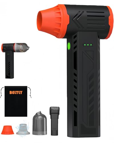 Tool-grade Electric Air Duster, Rechargeable Handheld Blower with 180,000 Super Power Brushless Motor, 2-in-1 Blow & Vacuum Cleaner, Cordless Leaf Blower for Car Drying, Home, Patio Cleaning (Black) - color: Black