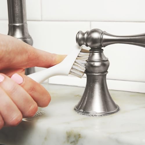 Full Circle Every-Crevice Detail Brush, Deep Cleaning Brush for Crevices, Shower, & Grout, Tough Bristles, Sustainable Bamboo Handle, White - color: White, size: 1 Pack
