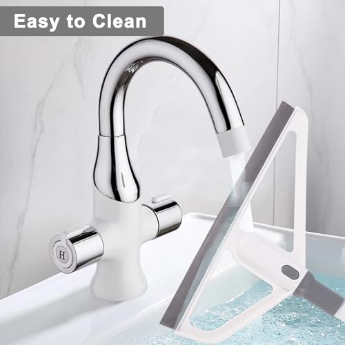 Rubber Squeegee Broom - Multifunction Magic Broom,Scraping Silicone Broom Sweeper,with Mop Clip, Squeeze Broom Sweeping Water for Kitchen Bathroom Shower Tile Marble Window Cleaning (Grey)