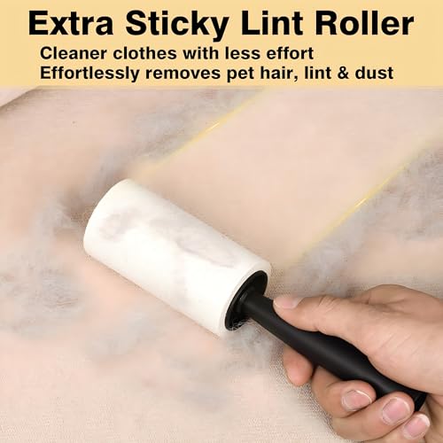 Extra Sticky Lint Rollers for Pet Hair Removal, 3.9 Inch Rolls Size 8 Rollers 960 Sheets (120 Sheets/Roll), Pet Hair Lint Roller for Clothes Furniture Carpets Dog Cat Fur - size: 3 Handles + 5 Refills + 960 Sheets