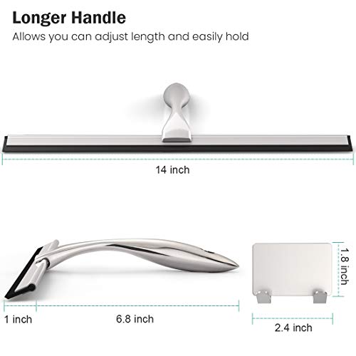 Stainless Steel Shower Squeegee for Shower Doors, Bathroom, Window, Mirror and Car Glass - 14 Inches