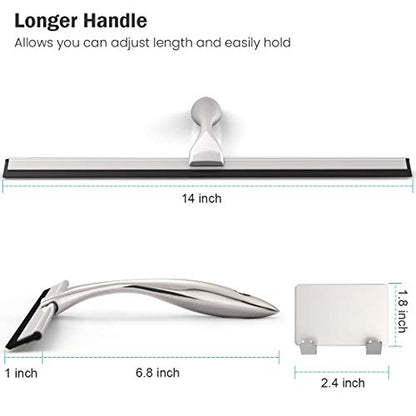 Stainless Steel Shower Squeegee for Shower Doors, Bathroom, Window, Mirror and Car Glass - 14 Inches