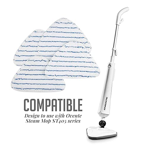 OVENTE Steam Mop Replacement Pads for ST405 Series (Pack of 4), Reusable and Washable Microfiber Cleaning Pads, White ACPST4054 - color: White - Pack of 4
