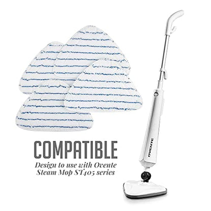 OVENTE Steam Mop Replacement Pads for ST405 Series (Pack of 4), Reusable and Washable Microfiber Cleaning Pads, White ACPST4054 - color: White - Pack of 4
