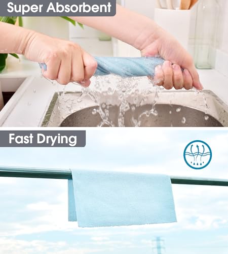 KitchLife Microfiber Cleaning Cloth Roll - Tear-Away Reusable Microfiber Paper Towels, Lint-Free, Washable, 20 Sheets for Kitchen, Car, Dishes, and Sensitive Surfaces (Blue) - color: Blue