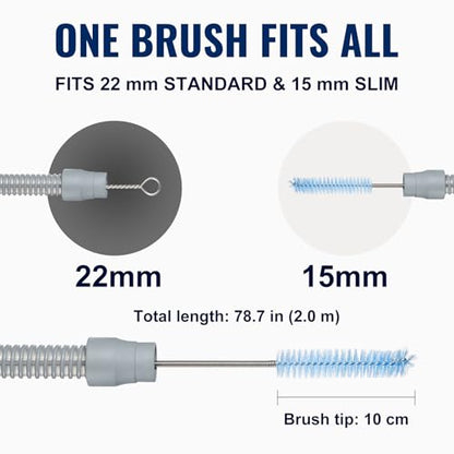 CPAP Cleaning Kit with Collapsible Wash Basin (2.4 Gal / 9 L), Long Hose Brush & Mask Brush, Drying Hook, Mesh Storage Bag; Fits 22 mm Standard & 15 mm Slim Tubes (Basic) - color: Basic