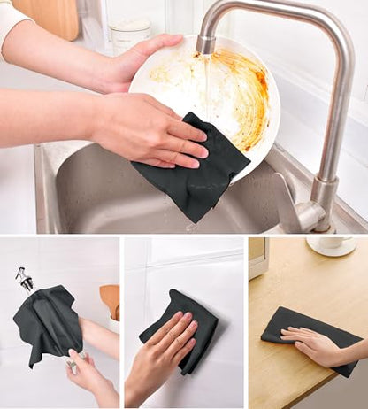KitchLife Microfiber Cleaning Cloth Roll - Tear-Away Reusable Microfiber Paper Towels, Lint-Free, Washable, 20 Sheets for Kitchen, Car, Dishes, and Sensitive Surfaces (Black) - color: Black