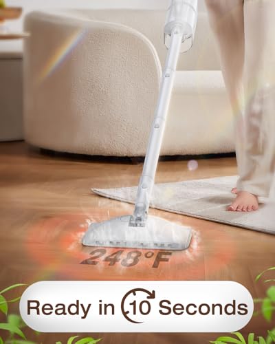 10-in-1 Steam Mop with Detachable Handheld Steamer,350ml Tank, 10s Heat-Up, 248°F Steam Cleaner, 2-Level Control and Swivel Head for Floor,Carpet,Tiles, BBQ grill,Car Accessories Clean White - color: Clean White
