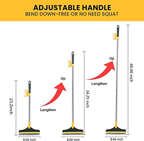 2 in 1 Tiles Cleaning Brush, Bathroom Cleaning Brush with Wiper, Bathroom Brush with Long Handle, 120° Rotate Bathroom Floor Cleaning Brush (Pack of 1) (Tiles Cleaning Brush) - color: Tiles Cleaning Brush
